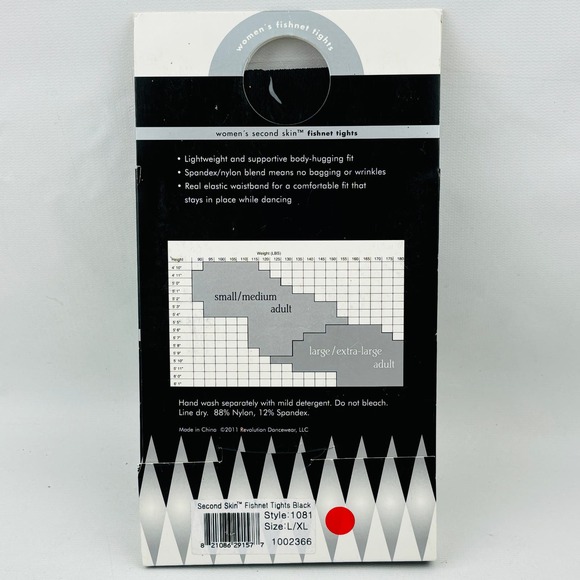 Revolution DanceWear Women's L/XL Fishnet Tights Black Second‎ Skin Style 1081 - Picture 3 of 5